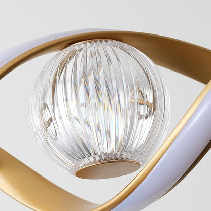 ORANOOR LED Modern Chandeliers for Dining Room, 39in Dimmable Gold Chandelier Kitchen Pendant Lighting Over Island, Linear Wave Spiral Pendant Light Fixtures Dining Room Lights Ceiling Hanging, 36W