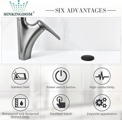 Garbage Disposal SinkTop Air Switch Kit with Stainless Steel Button,Matte Black