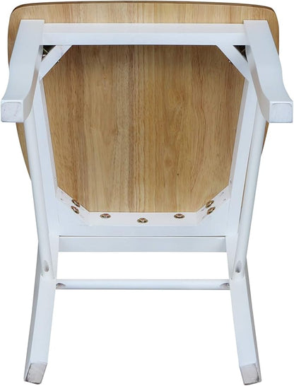 Madrid Ladderback, Set of 2 Dining Chairs , Solid Wood Kitchen/Dining Chairs, Parawood Construction, 18.1"W x 19.3"D x 35.2"H, 225 lb Weight Capacity, Elegant, Durable, White/Natural