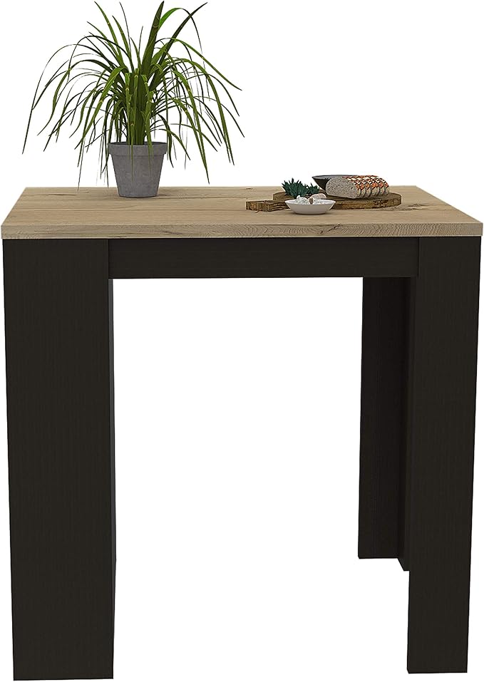 Modern Dining Table Kitchen Island with Three Side Shelves Sturdy Stable Easy Clean Adjustable Counter Console Living Room Luxury Decor,Black
