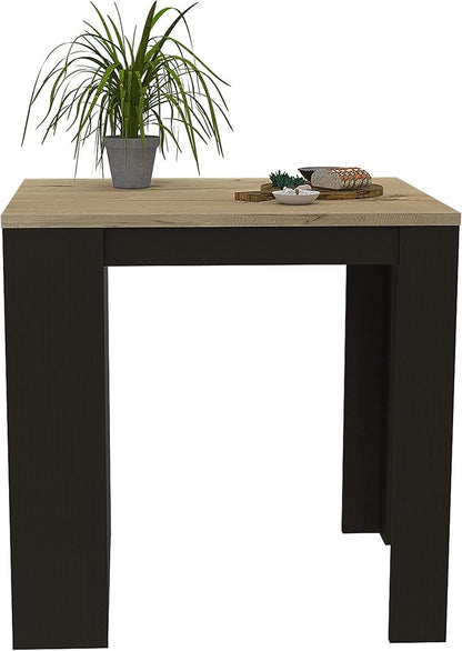 Modern Dining Table Kitchen Island with Three Side Shelves Sturdy Stable Easy Clean Adjustable Counter Console Living Room Luxury Decor,Black