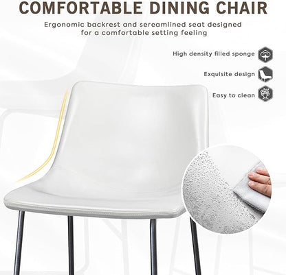 LEMBERI Faux Leather Dining Chairs Set of 2, 18 Inch Kitchen & Dining Room Chairs,Mid Century Modern Dining Chairs with Backrest and Metal Legs, Comfortable Upholstered Seat Chairs