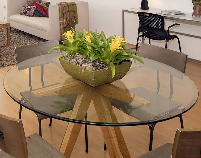 36" Inch Round Glass Table Top 3/8" Thick Tempered Beveled Edge by Fab Glass and Mirror