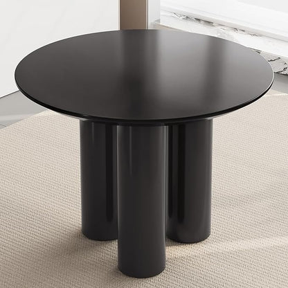 Miuuod 39.37in Round Dining Table for 4-6 People,Single Kitchen & Dining Room Table,Sofa Table with Stable Leg Base,Large Center Coffee Desk for Living Room Black