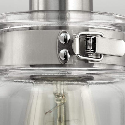 Progress Lighting P300047-009 Calhoun Collection Clear Glass Farmhouse Bath Vanity Light, 3-Light, Brushed Nickel