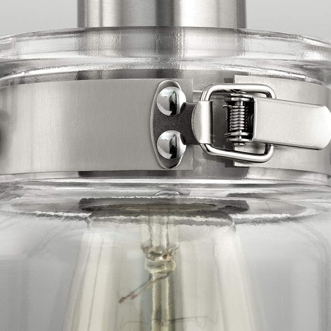 Progress Lighting P300046-009 Calhoun Collection Clear Glass Farmhouse Bath Vanity Light, 2-Light, Brushed Nickel