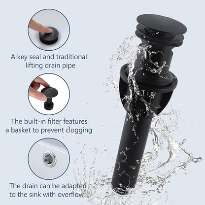 VCCUCINE Black Bathroom Faucet 3 Hole, 8 Inch Widespread Square Waterfall Bathroom Sink Faucet,Matte Black Vanity Bathroom Faucets for Vanity, Restroom, Commercial with Pop Up Drain and Supply Lines