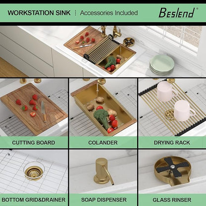 30 Granite Composite Kitchen Sink - Beslend 30x22 Drop In White Kitchen Sink with High Pressure Glass Rinser, Granite Composite Worksation White Sinks Easy Clean Quartz Basin for Kitchen Remodel