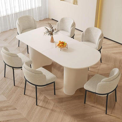 Dining Table Set for 6, Modern Kitchen Table with 6 Chairs, Dining Room Table Set for Kitchen,Dining Room,Home & Office (62.99" White Table with 6 Chairs)