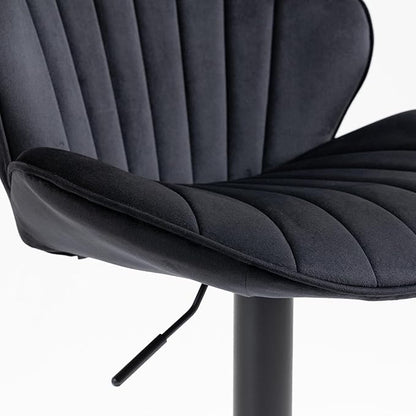 Rhomtree 24-32 Inch Swivel Bar Stools, Adjustable Counter Height Barstools, Velvet Tufted Upholstered and Footrest Barstools, Upholstered Bar Chairs for Home Bar Kitchen Island(Black Set of 8)
