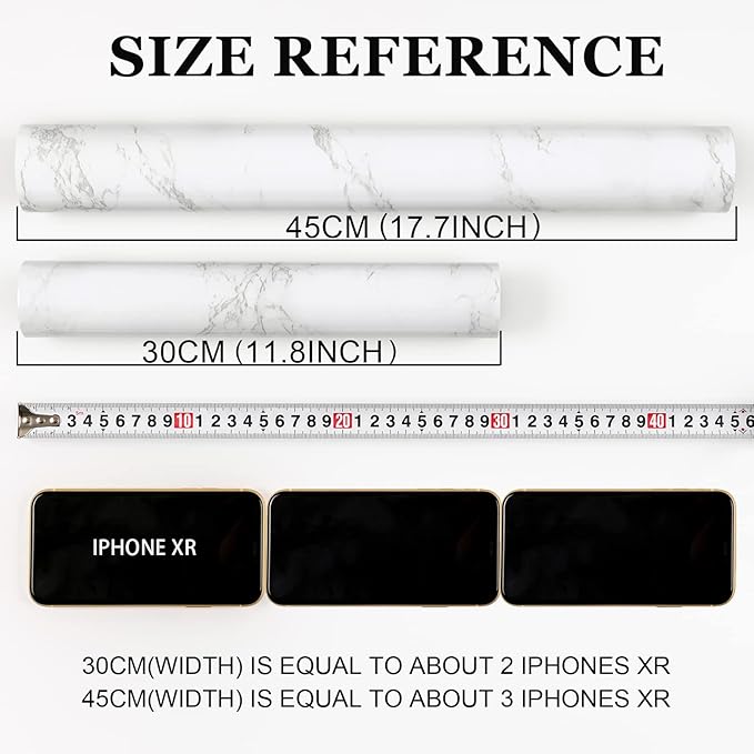practicalWs Glossy Marble Contact Paper Granite White/Grey Kitchen Countertop Cabinets Furniture Refurbishment Wall Paper Thick Removable Wallpaper Peel and Stick Wall Decor Vinyl Wrap 11.8"x78.7"