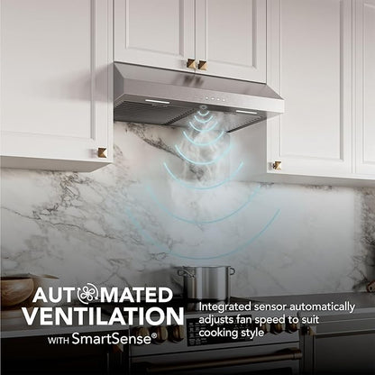 Broan-NuTone Glacier 36-Inch 490 MAX Blower CFM 1.0 Sones Stainless Range Hood