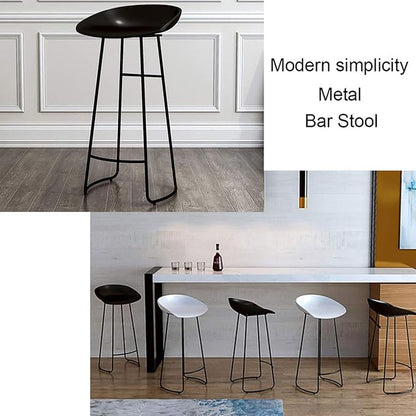 Minimalist Plastic PP Stools Backless with Metal Legs, Kitchen Island Dining Chairs with Comfortable Footrest, Counter Height Stools for Counter,Yellow-45cm