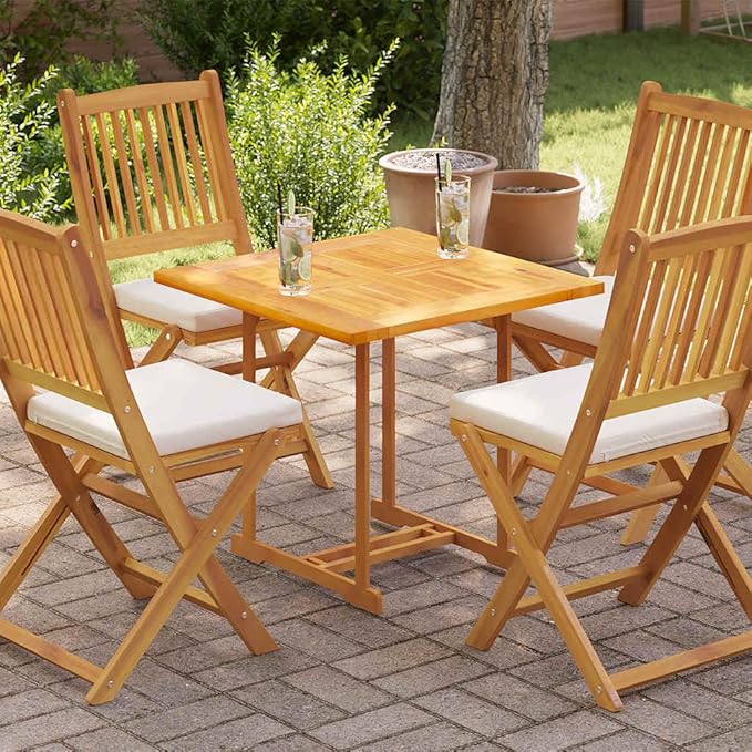 Solid Teak Wood Table Top 27.6 x 27.6 in Square Dining Countertop Sandblasted Brown Finish Indoor Outdoor Kitchen Island Bar Tops for Garden Bistro Café Home