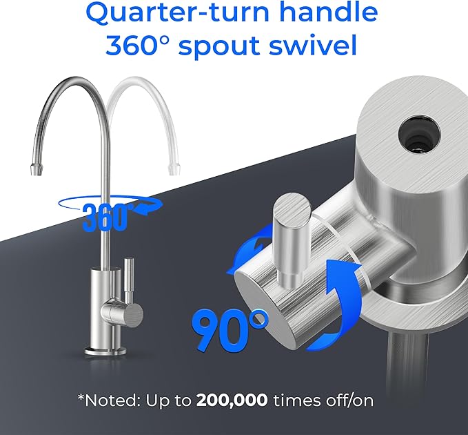 Waterdrop G2FCT-BN Drinking Water Faucet, Reverse Osmosis Faucet, Water Filter Faucet for Kitchen Bar Sink, Single Handle, Easy to Install, Lead-Free, Stainless Steel, Brushed