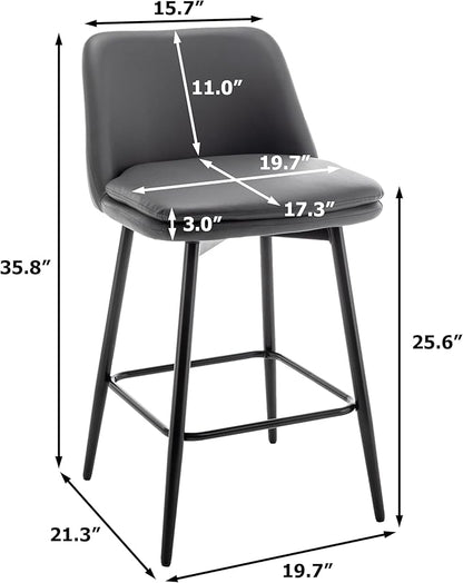 Modern Dining Chairs,Set of 2,Sturdy and Stylish,Simple Natural Design,Swivel Bar Stools with Back,Versatile Use in Kitchen Island Pub,Applicable to Front Porch,Garden,Patio,Reception Room,Darkgrey-P