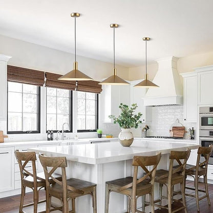KCO Lighting Mid Century Modern Dome Pendant Light Large Farmhouse Island Lighting Gold Barn Pendant Lights Brass Kitchen Hanging Lights