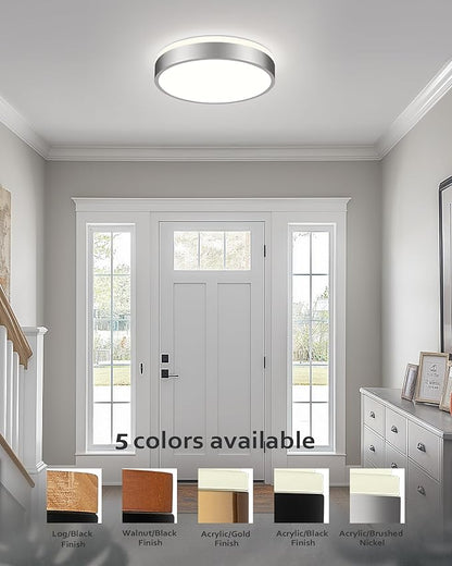 Ken & Ricky Flush Mount Ceiling Light, Dimmable Led Close to Ceiling Light Fixtures for Kitchen Bathroom Bedroom Hallway 5cct (Brushed Nickel, 12 Inch)