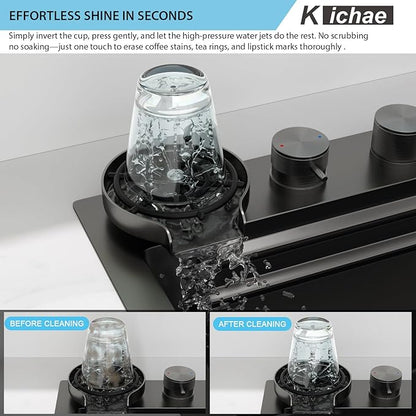 Kichae 33 Black Kitchen Sink Drop In Waterfall - 33x19 Drop Sink Stainless Steel 16G Single Bowl Waterfall Kitchen Sinks Workstation Handmade with Faucet & Glass Rinser