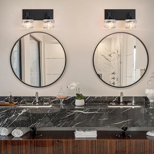 Farmhouse Vanity Light Fixtures 2-Light Bathroom Vanity Light Black Vanity Lights for Bathroom(13.3inches in Length)