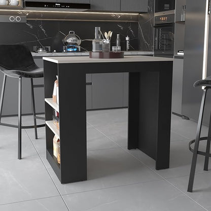 White Kitchen Island with Storage Shelves - Counter-Height Dining Table & Workstation for Small Spaces