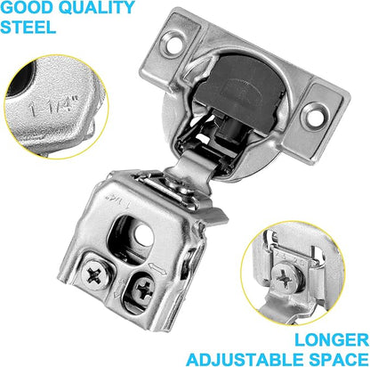 1-1/4 Inch Overlay Soft Close Cabinet Hinges, 6 Pack Slow Soft Close Hinges for Kitchen Cabinets Satin Nickel Hidden Self Closing Kitchen Cabinet Hinges for Cupboard
