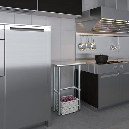 Stainless Steel Work Table Open Base | NSF Kitchen Island Food Prep | Laundry Garage Utility Bench (24" Long x 14" Deep)