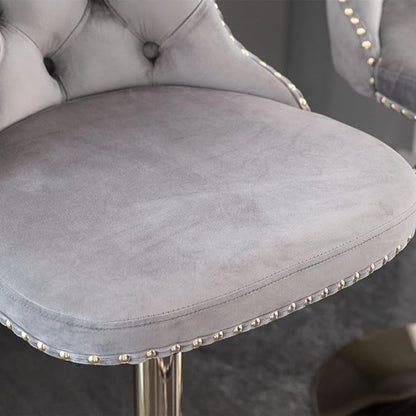 GOWE A&A Furniture,Golden Swivel Velvet Barstools Adjusatble Seat Height from 25-33 Inch, Modern Upholstered Bar Stools with Backs Comfortable Tufted for Home Pub and Kitchen Island£¨Gray,Set of 2£©