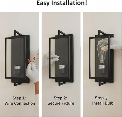 1-Light Bathroom Light Fixture, Matte Black Vanity Lights Wall Sconce with Clear Glass Shade, Indoor Wall Lamp with E26 Base for Mirror Living Room Bedroom Hallway