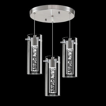 Pendant Lights Kitchen Island, 3-Light Brushed Nickel Pendant Light Fixtures, Cluster Kitchen Island Lights, LED 6000K Pendant Lighting, Modern Hanging Light Fixture for Dining Room Living Room