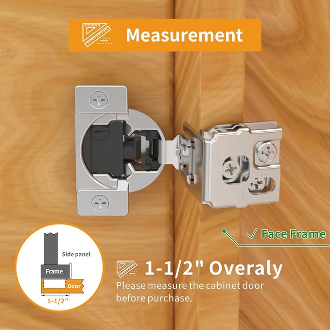 Chibery 30 Pack 1-1/2" Overlay 4D Soft Close Concealed Hinges for Face Frame Door, Adjustable Closing Speed, Smooth Slow Self Close Hinges, Satin Nickel, 105° Open Angle Stainless Steel Cabinet Hinges