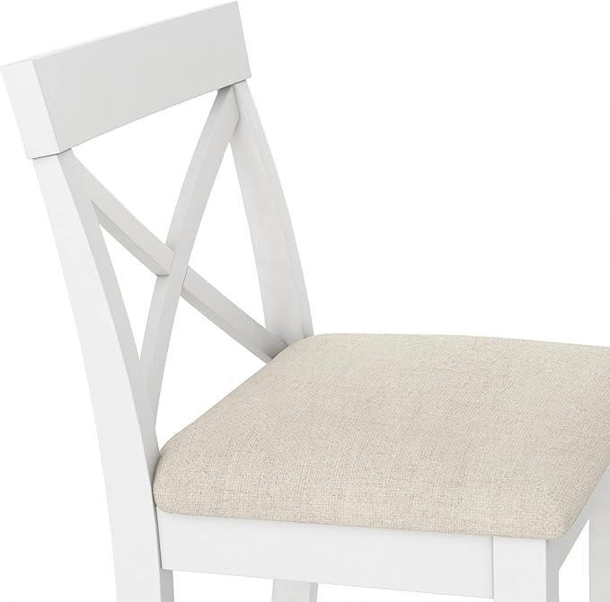 Farmhouse Dining Table Set,48" Rectangular Wood Bar Height Dining Set, Kitchen Breakfast Nook with 2 Upholstered Chairs for Small Places (Cherry+White/N*Bar)