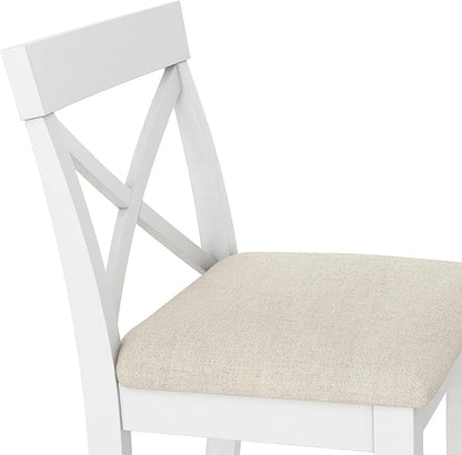 Farmhouse Dining Table Set,48" Rectangular Wood Bar Height Dining Set, Kitchen Breakfast Nook with 2 Upholstered Chairs for Small Places (Cherry+White/N*Bar)
