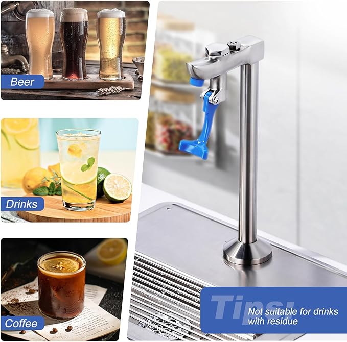 WOWOW Glass Filler Faucet 9 Inches, Deck Mount Pedestal Glass Filling Water Station Brushed Nickel, G1/2" Male Filling Station for Bar Hotel Restaurant and Dining Hall