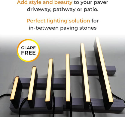 LUMENGY Paver Light Slim 0.5x16 Inch (0.55x15.75), 2700K Warm White, Glare-Free Linear Lighting for Driveways, Walkways and Paver Borders, 12V Hardwired, IP67 Waterproof, Drive-Over Rated