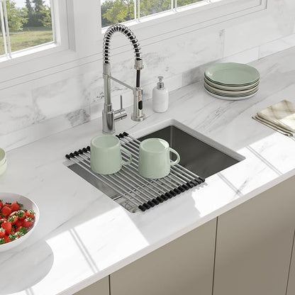 21 Inch Undermount Kitchen Sink - Beslend 21x18x10 Inch Undermount Sink Stainless Steel Under Counter Sinks 16 Gauge Round Corner Sink Single Bowl Bar Sink
