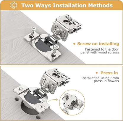 Furniware 2 Pieces 1-5/16 inch Overlay Soft Close Hinges for Kitchen Cabinet Hinges Satin Nickel Hidden Hinges Soft Closing Cabinet Hinges Stainless Steel Concealed Hinge self Closing 105 Degree