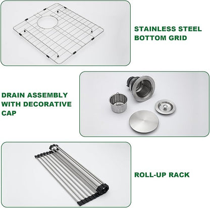 Sarlai Undermount Laundry Sink 23 Inch - 13 Inch Deep Undermount Laundry Utility Sink 23 x 19 Inch Single Bowl 16 Gauge Stainless Steel Laundry Tub Sinks