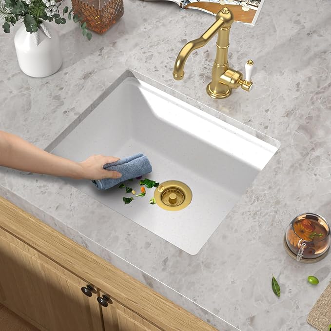 21 Undermount Bar Sink Workstation - 21”x18" Undermount Wet Bar Sink White Granite Composite Quartz Classic Single Bowl Under Counter Small Prep Rv Kitchen Sinks #TLGU-128
