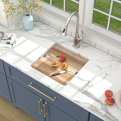 Lordear 18 Inch Granite Composite Bar Sink - 18"x18" Undermount Kitchen Sinks White Single Bowl Under Counter Ledge Workstation Bar Prep RV Sink Basin