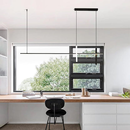 KCO Pendant Light, Modern Linear LED Island Light Fixture, Dimmable, Black, 39.4x63 inches, Kitchen Island, Living Room, Bedroom, Industrial