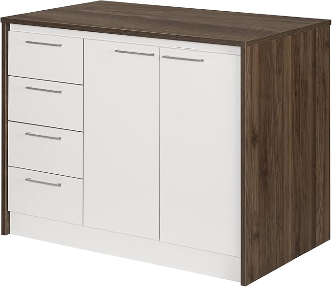 South Shore Kitchen Island, Natural Walnut and White