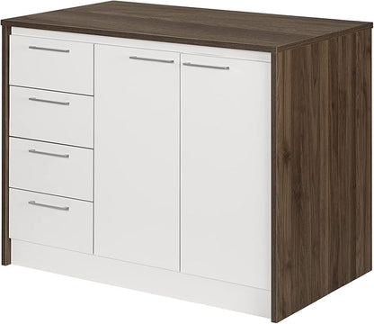 South Shore Kitchen Island, Natural Walnut and White