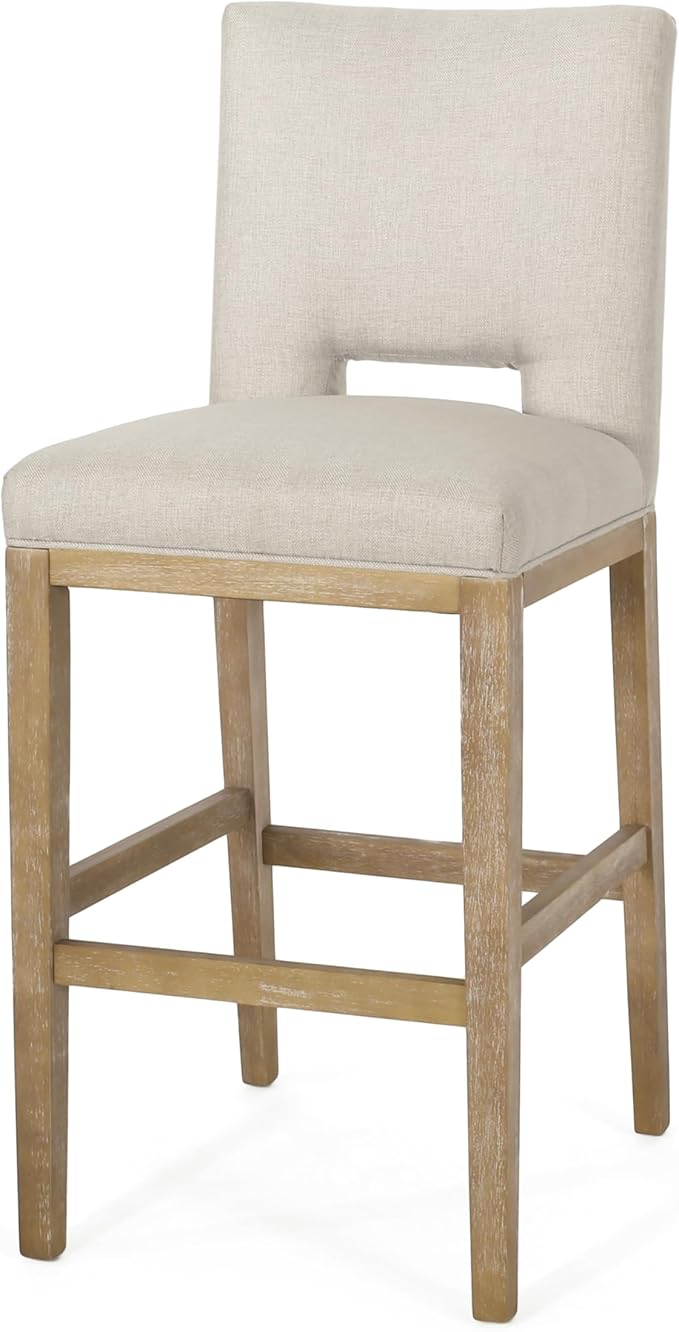 Gecheer 31 Inch Counter Stools Set of 2, Fabric Upholstered, Rubberwood Legs, L-Shaped Backrest, Modern Design for Kitchen Island or Bar for Indoor Living Rooms, Dining Rooms LYK-73531.00WHEAT