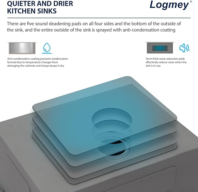 Logmey 22x22 Drop in Laundry Sink 22 Inch Laundry Room 12" Deep Sinks Handmade 16 Gauge Heavy Duty Stainless Steel Large Capacity Utility Washing Tub for Home & Commercial Use