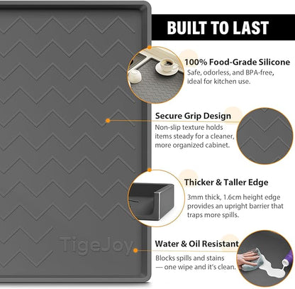TigeJoy 22" x 19" Under Sink Mats for Kitchen Waterproof, Leak-Proof Silicone Mat Sink Protector and Cabinet Liner, Kitchen Essentials Organizer and Storage, Boot or Shoe Tray, Pet Feeding Mat