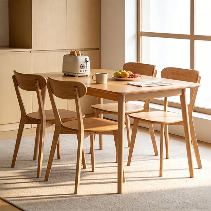 Dining Chairs Set of 2 - Solid Oak Wood, 400 lb Heavy Duty Capacity, Ergonomic Curved Back for Kitchen Table, Dining Room & Home Office, Easy Assembly