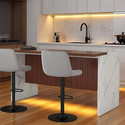 Runboll 63" Large Island Table Set with 2 Bar Stools, Modern Faux Marble Dining Table Set with Multi-Color LED Lights, Kitchen Island with Grille Design for Dining Room, Home, Office, Living Room