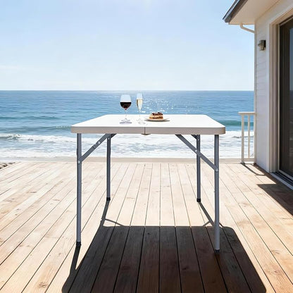 Lakhow 34" Square Folding Table, Plastic Commercial Folding Card Table with Collapsible Legs for Kitchen or Outdoor Party Wedding Event Indoor Outdoor Use, White