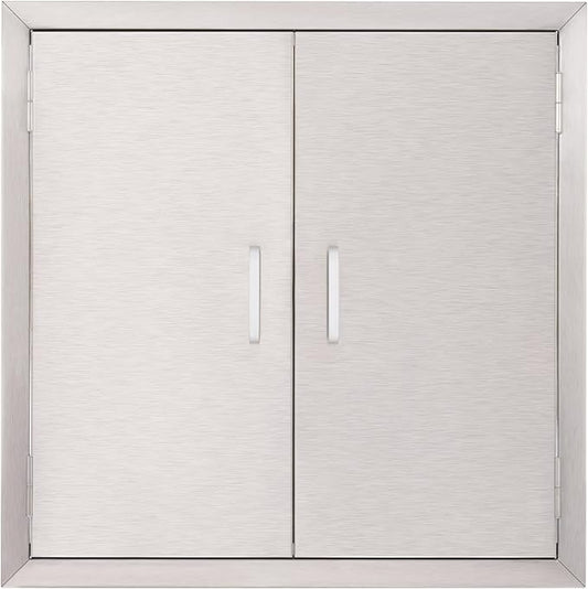 CO-Z Outdoor Kitchen Doors, 24" W x 24" H Weatherproof Built in 304 Stainless Steel Double Access Doors for Outside Kitchen Commercial BBQ Island Grilling Barbeque Oven Grill Storage Cabinet Door